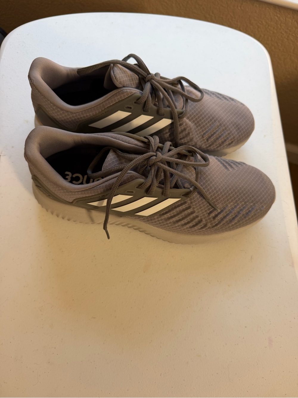 adidas Men's Taupe Lace-Up Athletic Shoes with White Stripes